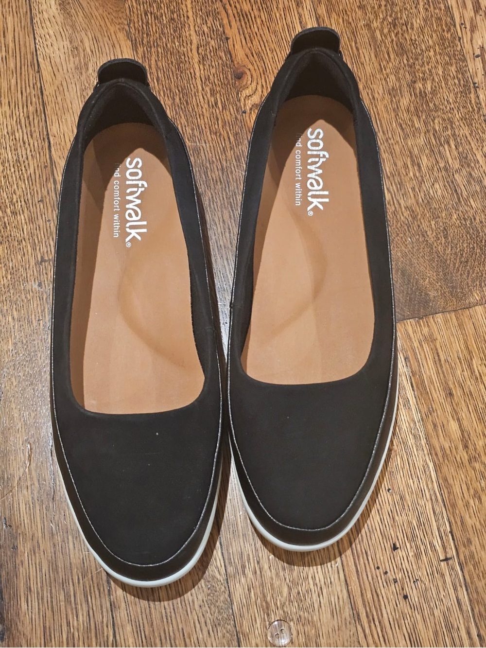 SoftWalk Women's Black Slip-On Comfort Flats